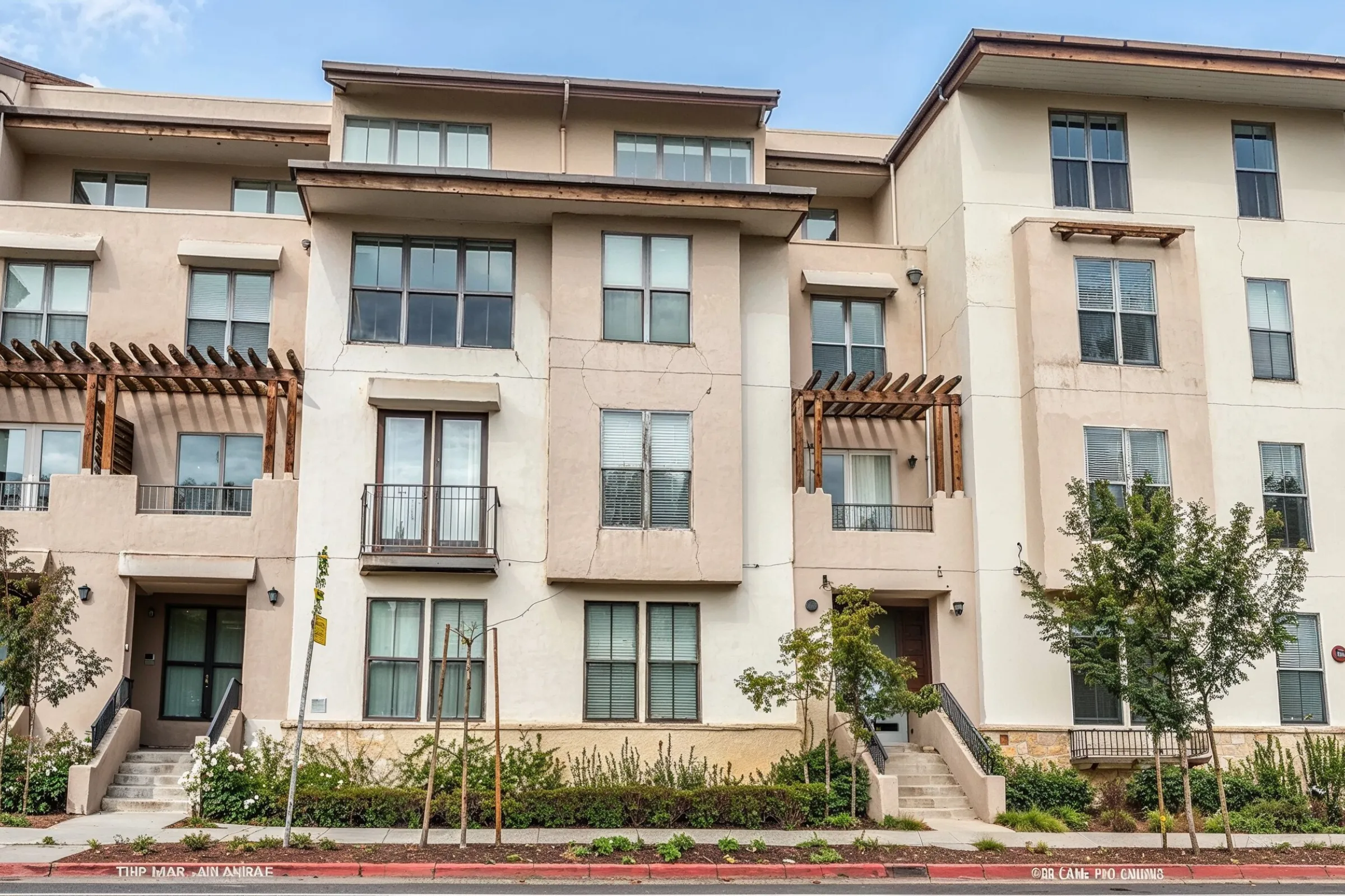 Before condo remodeling project in Los Angeles showing outdated multi-unit exterior, worn building finishes, aging facade details, and condo renovation potential